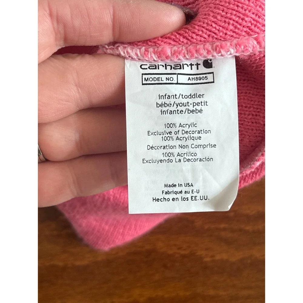 Carhartt Infant‎ Toddler Pink Acrylic Knit Watch Hat Beanie AH8905 Made in USA